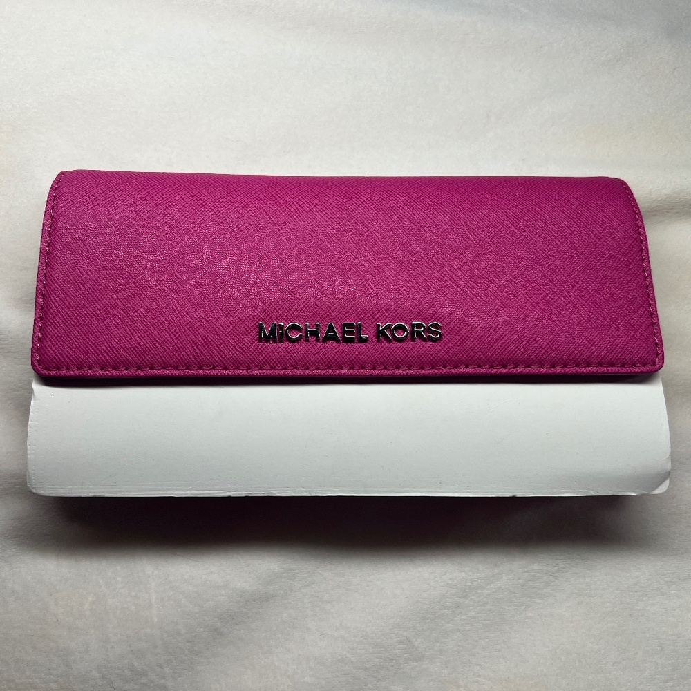 Michael Kors Fuchsia Jet Set Travel Checkbook Wallet